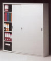 Armadio da ufficio ad ante scorrevoli con 4 ripiani colore grigio cm. 120x45x200H