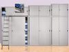 Armadio da ufficio ad ante scorrevoli con 4 ripiani colore grigio cm. 120x45x200H