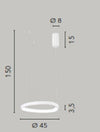 Lampadario a sospensione Led cct Bianca 40W 6160Lm cct 45X3,5X150Cm