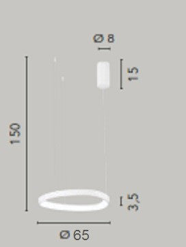 Lampadario a sospensione Led cct Bianca 58W 8360Lm cct 65X3,5X150Cm