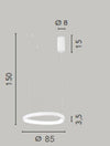 Lampadario a sospensione Led cct Nera 80W 11440Lm cct 85X3,5X150Cm