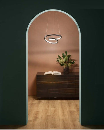 Lampadario a sospensione Led cct Nera 60W 8000Lm 80X11,2X150Cm