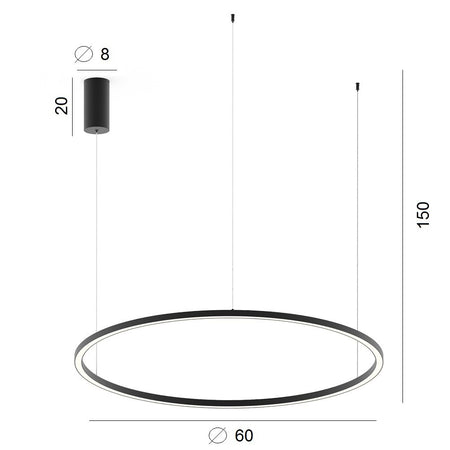 Lampadario a sospensione Nero 30W 4500Lm cct 60X60X150Cm