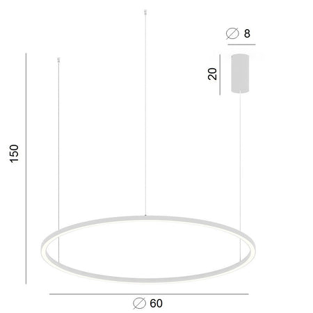 Lampadario a sospensione Bianca 30W 4500Lm cct 60X60X150Cm