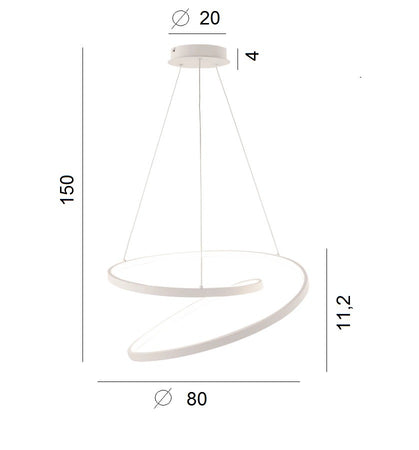 Lampadario a sospensione Led cct Bianca 60W 8000Lm 80X11,2X150Cm