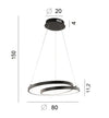 Lampadario a sospensione Led cct Nera 60W 8000Lm 80X11,2X150Cm