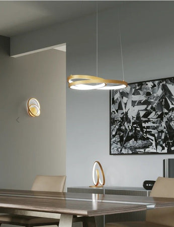 Lampadario a sospensione Led cct Oro 60W 8000Lm 80X11,2X150Cm