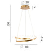 Lampadario a sospensione Led cct Oro 60W 8000Lm 80X11,2X150Cm