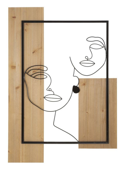 Pannello Da Muro Faces Ferro E Wood Cm 63X2X90