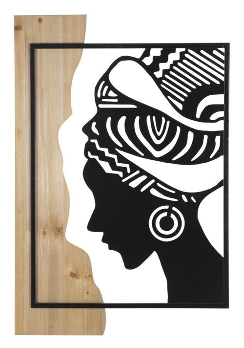 Pannello Da Muro Tribal Ferro E Wood Cm 53X2X80