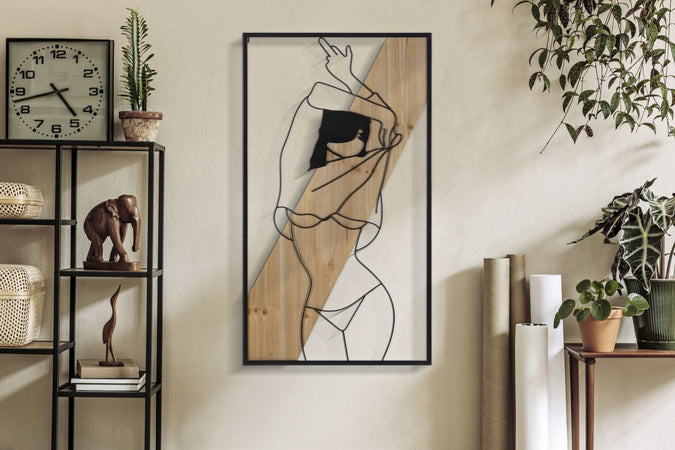 Pannello Da Muro Strip -A- Ferro E Wood Cm 50X2X90