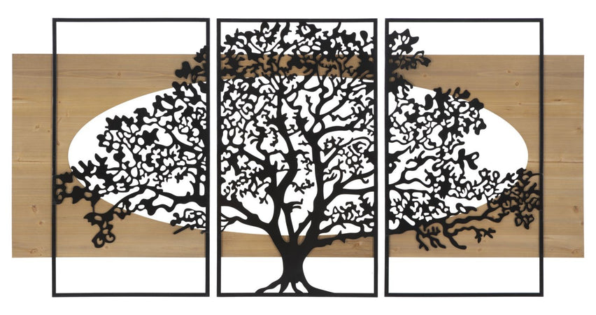 Pannello Da Muro Tree Ferro E Wood Set 3Pz Cm 176X2X90 (63X2X90-50X2X90)