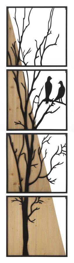 Pannello Da Muro Bird Ferro E Wood Set 4Pz 50X2X200 (50X2X50)