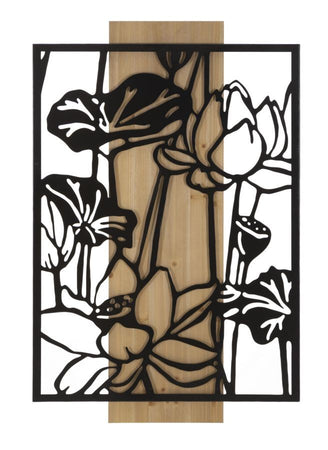 Pannello Da Muro Lotus Ferro E Wood Cm 60X2X90