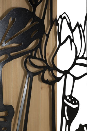 Pannello Da Muro Lotus Ferro E Wood Cm 60X2X90