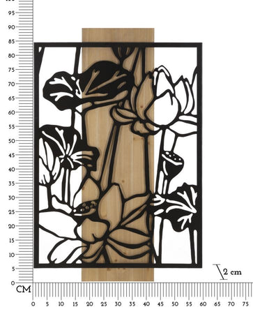 Pannello Da Muro Lotus Ferro E Wood Cm 60X2X90