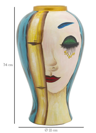 Vaso Ceramica Art Face Cm Ø 21X34