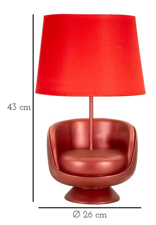 Lampada Da Comodino Midcentury Rossa Cm Ø 26X43