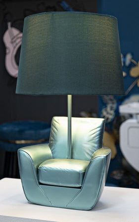 Lampada Da Comodino Midcentury Turchese Cm Ø 26X43