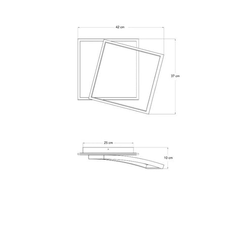 Plafoniera Led quadrata, con interruttore cct Nickel 42W 5200Lm 37X10X42Cm