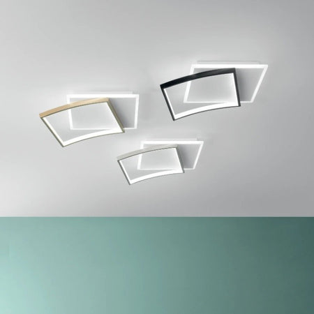 Plafoniera Led quadrata, con interruttore cct Nera 42W 5200Lm 37X10X42Cm