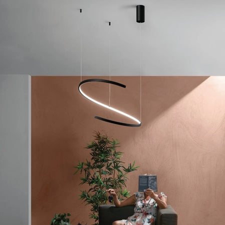 Lampadario Led cct Nero 38W 6090Lm 60X150X12Cm
