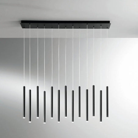 Sospensione Led con struttura tubolare lineare cct Nero 65W 6110Lm 200X107,5X3.5Cm