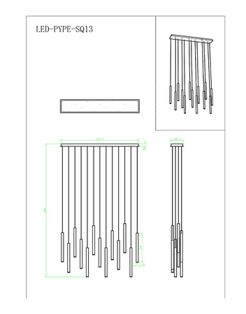Sospensione Led con struttura tubolare lineare cct Bianco 65W 6110Lm 200X107,5X3.5Cm