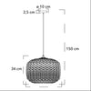 Lampadario a sospensione Sferica Trasparente 1Xe27 40X150X10Cm