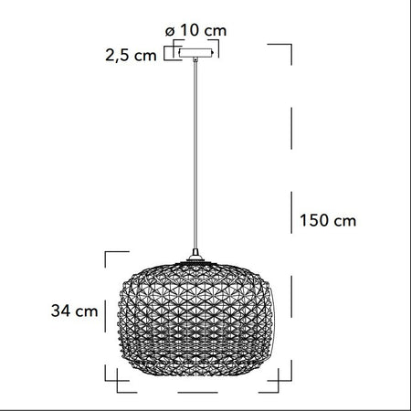 Lampadario a sospensione Sferica Trasparente 1Xe27 40X150X10Cm
