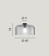 Plafoniera in vetro soffiato Grigio Fume 1Xe27 40X18X9Cm