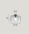 Plafoniera in vetro soffiato Grigio Fume 1Xe27 35X23X9Cm