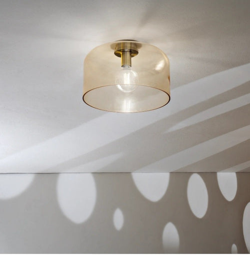 Plafoniera in vetro soffiato Ambra 1Xe27 30X23X9Cm