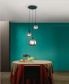 Sospensione in metallo con tre diffusori in vetro Nero Fume 1Xe27+2Xe14 29X39X150Cm