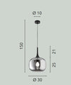 Sospensione in metallo con diffusore in vetro Fume/Nera 1Xe27 10X30X150Cm
