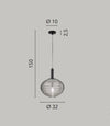 Lampadario a Sospensione Nera 1Xe27 10X32X150Cm