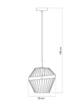 Lampadario a sospensione in metallo Nero e Oro 1Xe27 25X25X150Cm