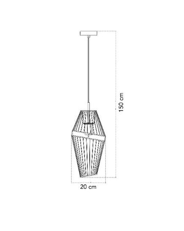 Lampadario a sospensione in metallo Nero/Oro 1Xe27 20X20X150Cm