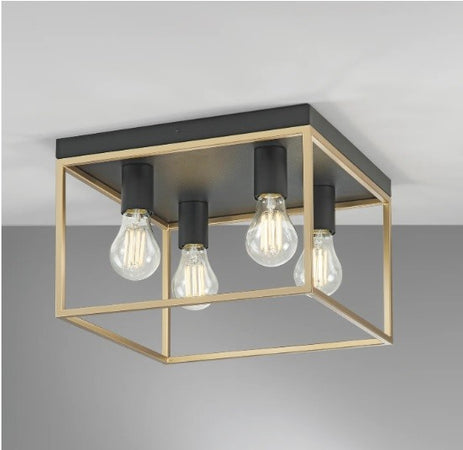 Plafoniera Nera/Oro 4Xe27 35X35X24Cm