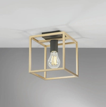 Plafoniera luce singola Nera/Oro 1Xe27 20X20X22,5Cm