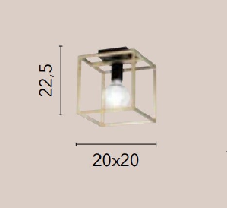 Plafoniera luce singola Nera/Oro 1Xe27 20X20X22,5Cm