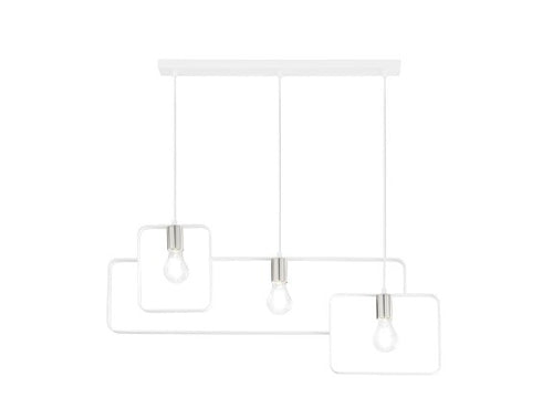 Lampadario a sospensione Bianco Nickel 3Xe27 88,5X150X64,5Cm