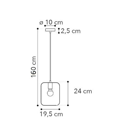 Lampadario a sospensione Bianco Nickel 1Xe27 19,5X10X160Cm
