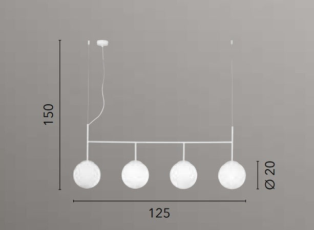 Lampadario a sospensione Bianco 4Xe27 125X150X20Cm