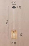 Lampada a Sospensione , 18 cm Trasparente 1Xe27 18X25X177,5Cm