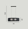 Lampadario a Sospensione in metallo con diffusore in tessuto Bianca 2Xe27 78X78X150Cm