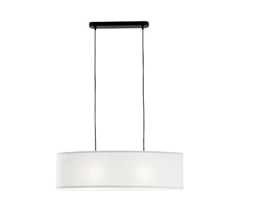 Lampadario a Sospensione in metallo con diffusore in tessuto Bianca 2Xe27 78X78X150Cm