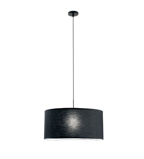 Lampadario a Sospensione in metallo con diffusore in tessuto Nera 1Xe27 53X53X150Cm
