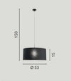 Lampadario a Sospensione in metallo con diffusore in tessuto Bianca 1Xe27 53X53X150Cm