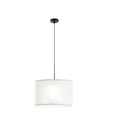 Lampadario a Sospensione in metallo con diffusore in tessuto Bianca 1Xe27 53X53X150Cm